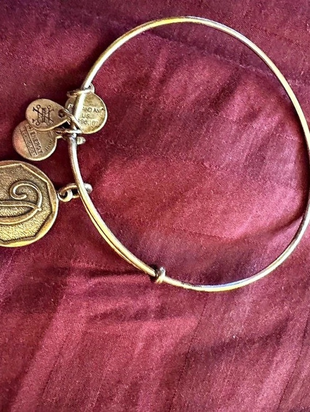 Alex and Ani Initial D Charm Bangle Bracelet - Gold